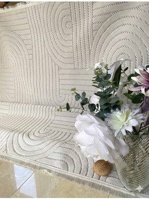 Deffino Home Açık Gri Bohem Iskandinav Modern Saçaklı Doğal Pamuk Taban Salon Koridor Çocuk Oturma Odası Halı