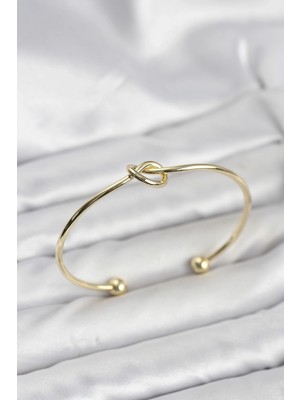 Shoplet Buğz Düğüm Model Pirinç Gold Renk Kadın Bileklik