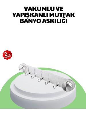 Kaia Life Mutfak ve Banyo Askılığı Vakumlu Yapışkanlı 5 Askı Bölmeli