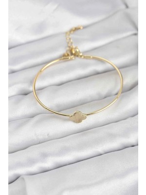 Shoplet Buğz Yonca Model Gold Renk Kadın Bileklik