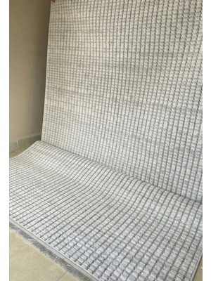 Deffino Home Krem Gri Bohem Iskandinav Modern Saçaklı Doğal Pamuk Taban Salon Koridor Çocuk Oturma Odası Halı