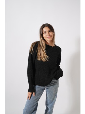 Ckm Moda Eloi Yüksek Kalite Kadın Kazak  Siyah