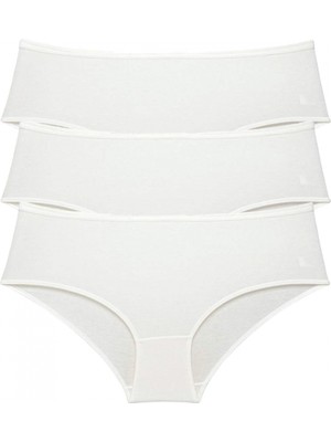 Marsilyan 3 Adet Kadın Yüksek Bel Bato Külot Krem