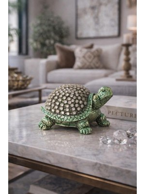 Kristal Taşlı Kaplumbağa Biblo – Polyester Malzeme Lüks Ev Dekorasyonu – Vitrin & Salon Aksesuarı