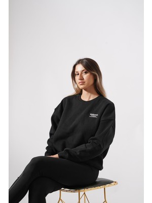 Ckm Moda Seth Yüksek Kalite Kadın Arkası Yazılı Sweat Siyah