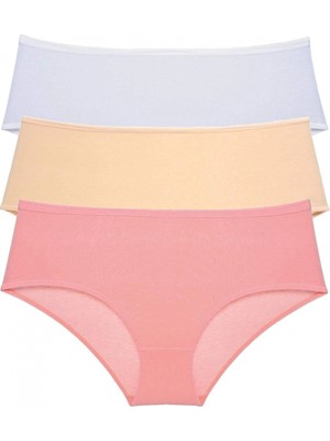 Marsilyan 3 Adet Kadın Yüksek Bel Bato Külot Beyaz Ten Pudra