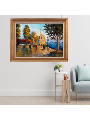 Giyense Altın Çerçeveli Paspartulu Manzara Tablo CRT536