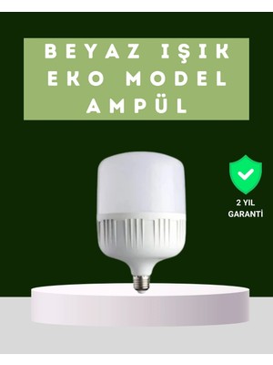 Shoplet Buğz Şarjlı LED Torch Ampul 30 Watt Beyaz Işık Enerji Tasarruflu