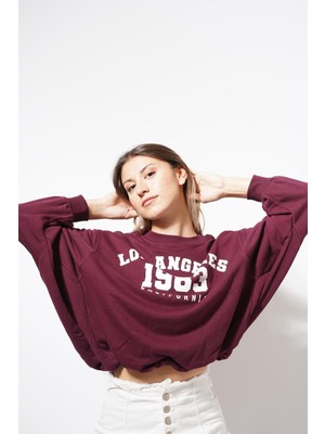 Ckm Moda Afre Baskılı Sweat Bordo