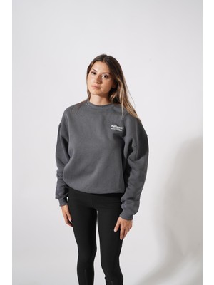 Ckm Moda Yüksek Kalite Kadın Gri Arkası Yazılı Sweat Gri