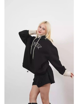 Ckm Moda Carole Yüksek Kaliteli Boğaz Detaylı Kadın Sweat  Siyah