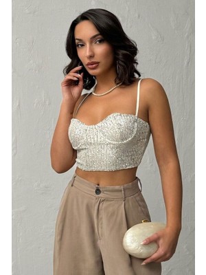Ckm Moda Seduction Payetli Büstiyer Taş