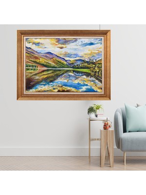 Giyense Altın Çerçeveli Paspartulu Manzara Tablo CRT366