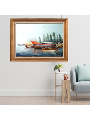 Giyense Altın Çerçeveli Paspartulu Manzara Tablo CRT375