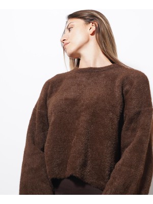 Ckm Moda Leavy Triko Sakallı Kazak Kahve