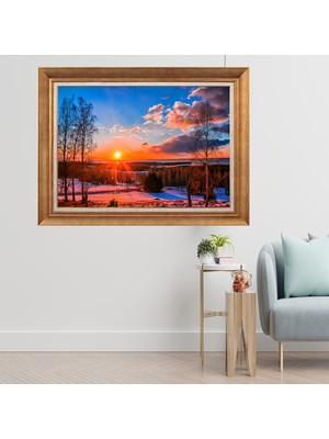 Giyense Altın Çerçeveli Paspartulu Manzara Tablo CRT155