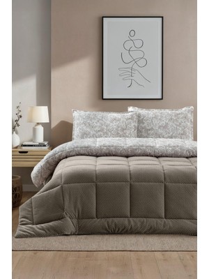 Evnur Comforter Çift Kişilik Set Kahve