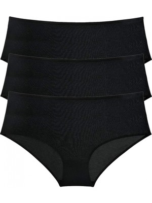 Marsilyan 3 Adet Kadın Yüksek Bel Bato Külot Siyah