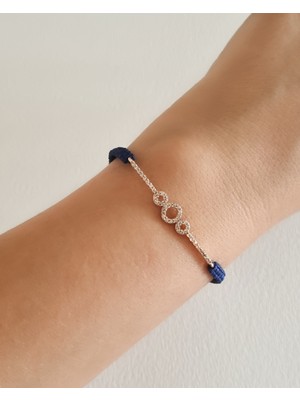 MoM's Collection Lucky Ayarlanabilir Lacivert Taş Detaylı Ipli Lifecircles Bileklik