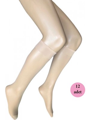 Marsilyan 12 Adet Parlak Dizaltı Kadın Çorap 15 Denye Sahra 51