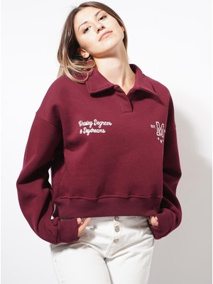 Ckm Moda Seny Yazılı Sweat Bordo