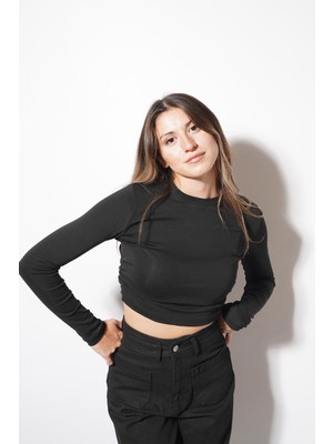 Ckm Moda Angle Yan Büzgülü Body Siyah