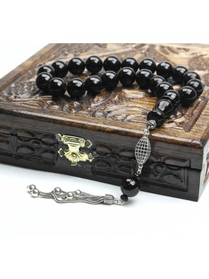 Blackcraft Erzurum Oltu Taşı Gümüş Imameli Maskot Boy Tespih