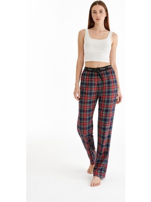 Ekoseli Tek Alt Kadın Pijama