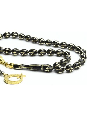 LTG Nova Blackcraft Erzurum Oltu Taşı Kafes Motifli Pirinç Tespih