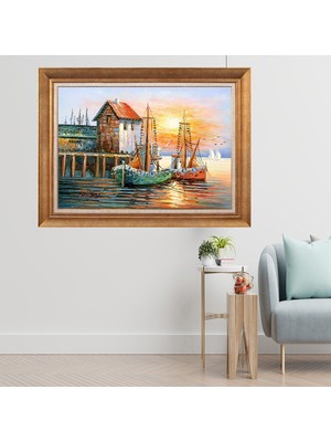 Giyense Altın Çerçeveli Paspartulu Manzara Tablo CRT118