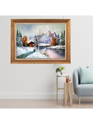 Giyense Altın Çerçeveli Paspartulu Manzara Tablo CRT196