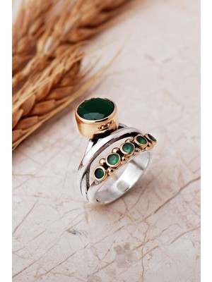 Sümer Telkari 5 Farklı Doğal Taş Seçenekli Elişi 925 Ayar Gümüş Yüzük 6004