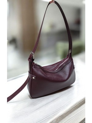 Valentina Victoria Hakiki Deri Geniş Ayarlanabilir Saplı Ortaboy Omuz Çanta