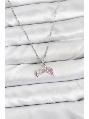 Shoplet Buğz 316L Çelik Zincir Gümüş Renk Balık Kuyruğu Model Zirkon Taşlı Kadın Kolye