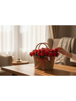 Pitaya Sanat Kırmızı Gül Sepeti