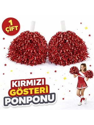 Shoplet Buğz 1 Çift Kırmızı Okul Gösteri Ponponları Ekstra Dolgun