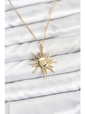Shoplet Buğz 316L Çelik Zincir Gold Renk Güneş Model Kadın Kolye