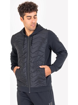 Lescon Siyah Erkek Fermuarlı Kapüşonlu Sweatshirt 23N-1154