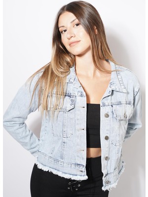 Ckm Moda Rexan Püskül Detay Kot Ceket Açık Mavi