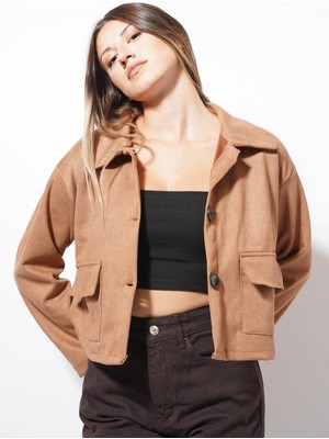 Ckm Moda Burned Süet Düğmeli Ceket Taba