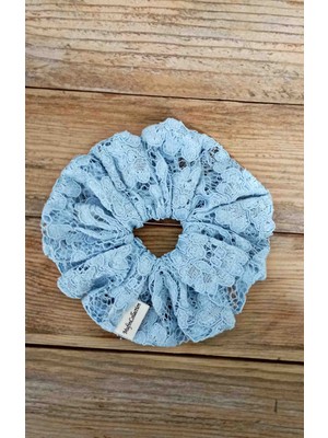 Bebe Mavisi Dantel Saç Tokası - Simit Toka | Yumuşak Dokulu Scrunchie