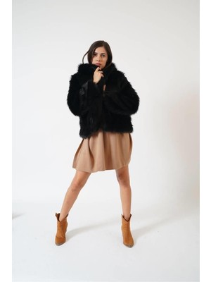 Ckm Moda Cameron Yüksek Kalite Kadın Kürk Siyah