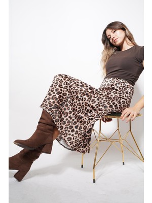 Ckm Moda Rela Leopar Uzun Etek Leopar