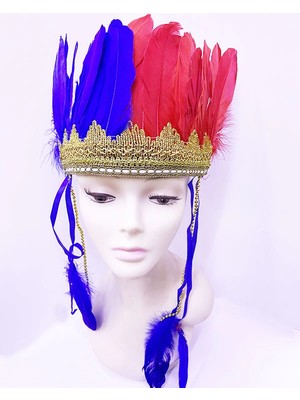 Flamex Bordo Mavi Renk Tüylü Kızılderili Başlığı | Taraftar Başlığı