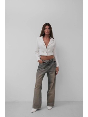 Ckm Moda Phoenix Yüksek Kaliteli Kadın Ceket Beyaz
