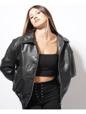 Ckm Moda Karl Deri Ceket Siyah