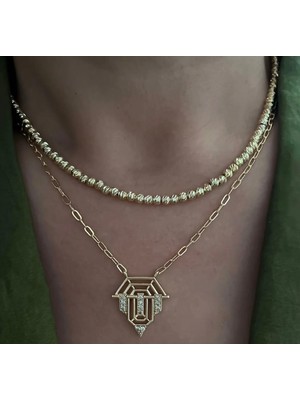 Serenay Ikili Kolye ( Şövalye Üçgen Kolye ve Gold Dorika Kolye )