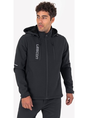 Lescon Siyah Erkek Softshell Fermuarlı Üst 23K-1065