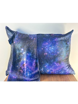 ICON SILK 'Sleep & Glow' %100 Saf Ipek Fermuarlı Yastık Kılıfı (Galaksi)