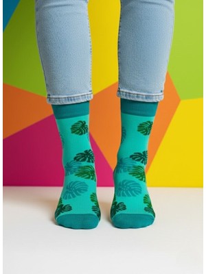 Baff Palmiye Yaprakları Desenli Çorap 43-46